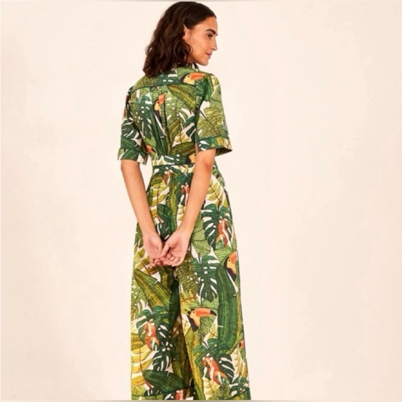FARM Rio Leafy Green and Orange Jumpsuit- Paradise Forest Maxi Dress - Picture 2 of 9